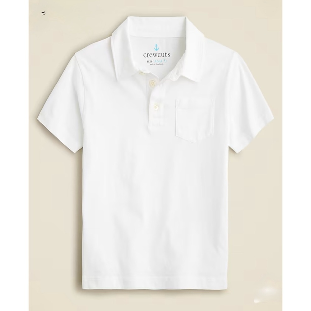 NWT J. Crew Kids' New Short-sleeve Garment-dyed Polo Shirt White